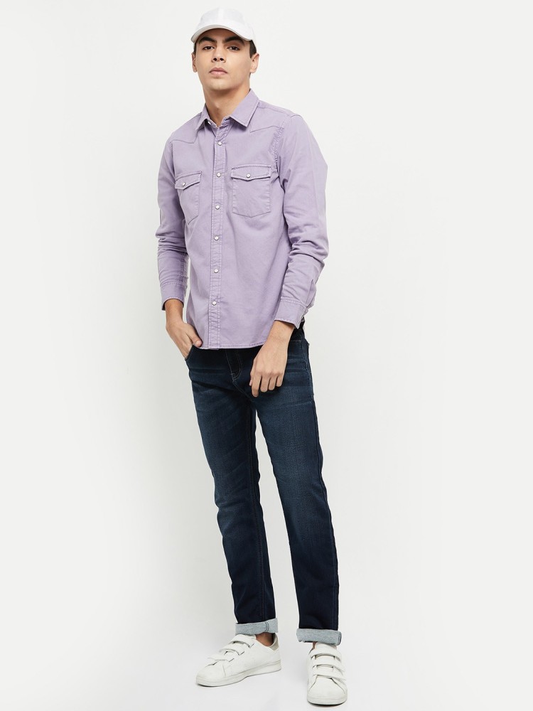 Discover 78+ violet denim shirt best