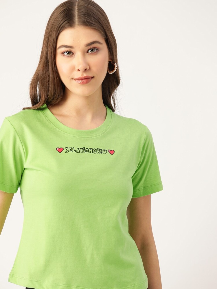 Dressberry Solid Women Round Neck Green T-Shirt - Buy Dressberry Solid  Women Round Neck Green T-Shirt Online at Best Prices in India