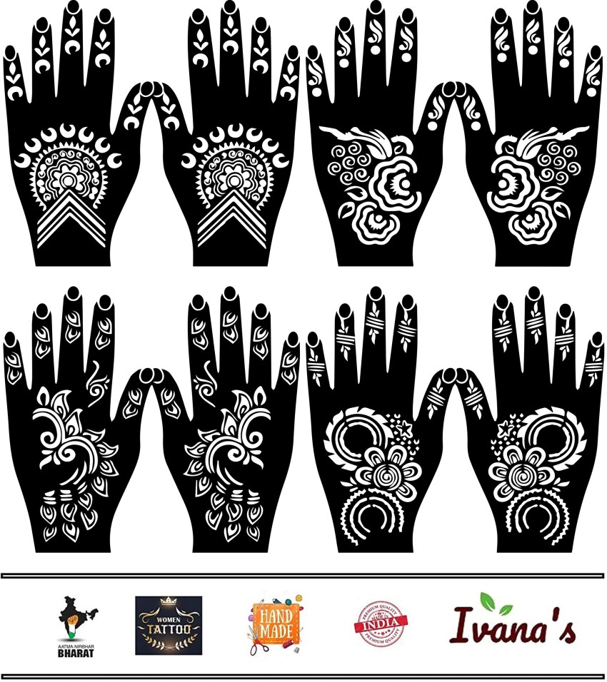 Ivanas SelfAdhesive Flower Butterfly Arabiac Design Henna Tattoos  Stencils 12 Sheet D652  Amazonin Beauty