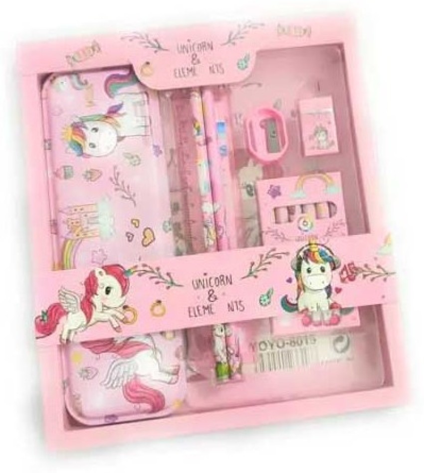 Dilurban Beautiful Pink unicorn 7 in 1 Stationery set for  Girls - Stationery set