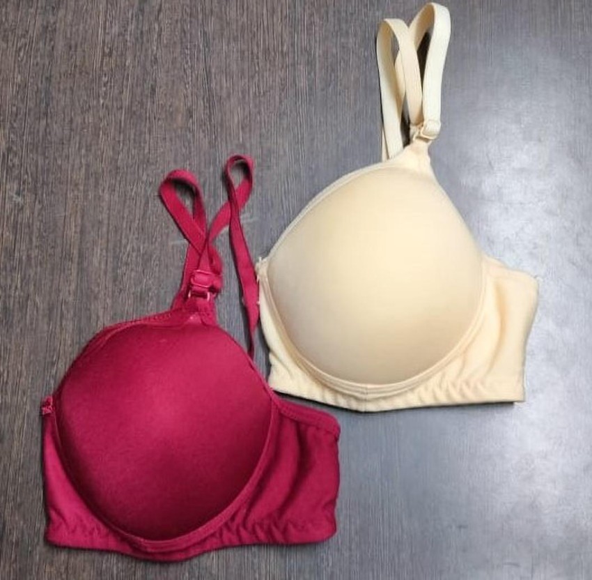 Buy Hothy Multicolor Self Design Cotton Blend Pack Of 2 Push-Up Lightly Padded  Bra (40) Online at Best Prices in India - JioMart.