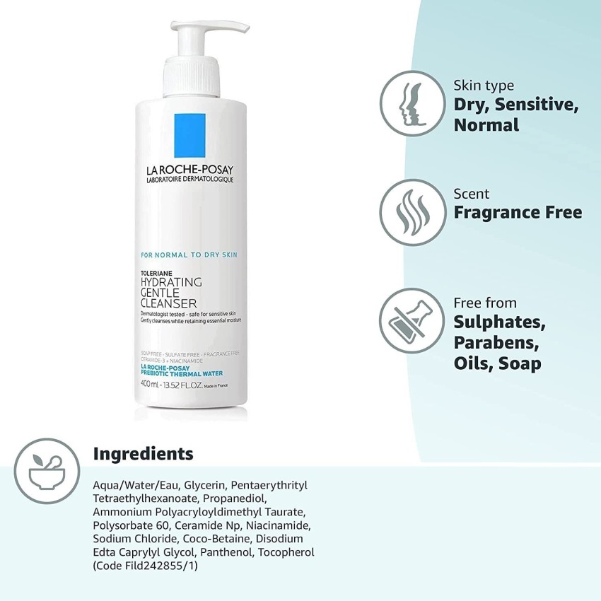La Roche Posay Toleriane Hydrating Gentle Cleanser (For Normal To Dry Skin)  400ml/13.52oz buy to India.India CosmoStore