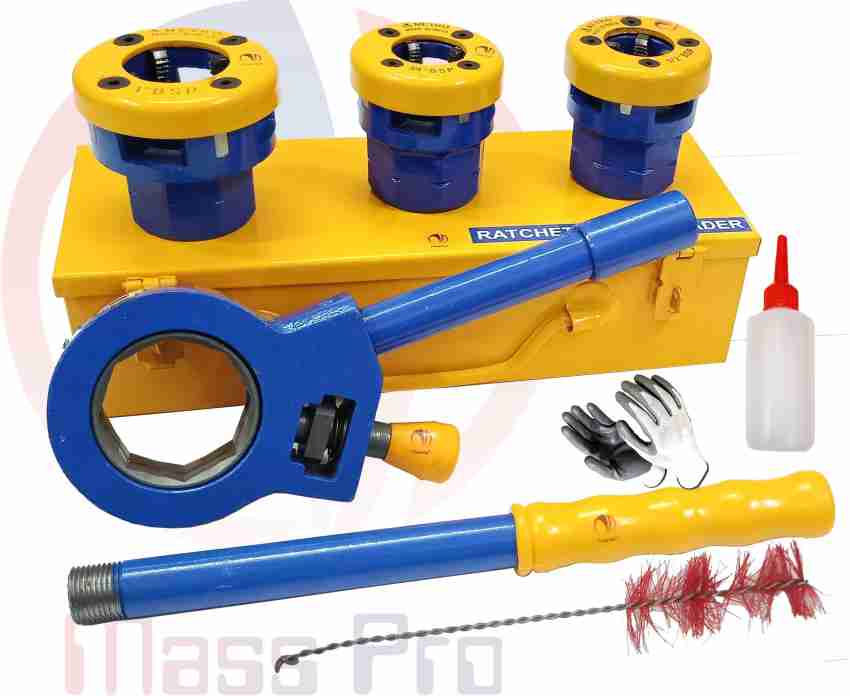 Mass Pro Ratchet Pipe Threader Set Size 1/2, 3/4, 1 Manual Tool