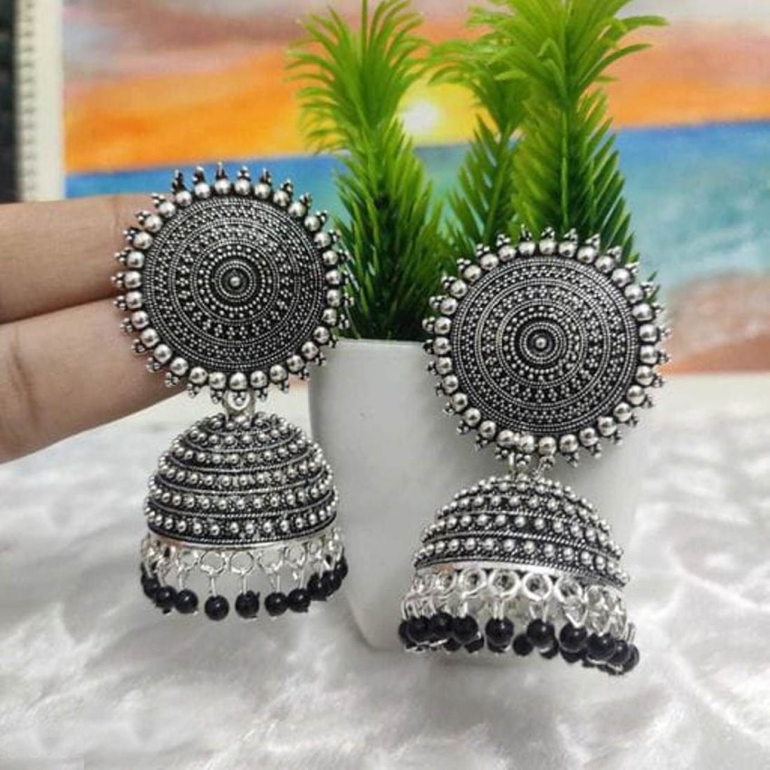 Modern Oxidised Jhumka Earrings