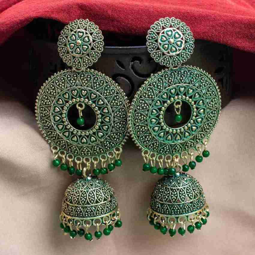 Green deals color jhumka