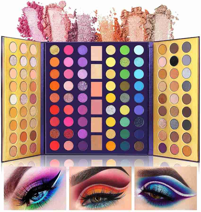 UCANBE EXOTIC FLAVORS Eyeshadow Palette + 15 PCS Eye Brushes Makeup Set 48  Colors Neon Shimmer Matte Glitter Eye Shadow Po.