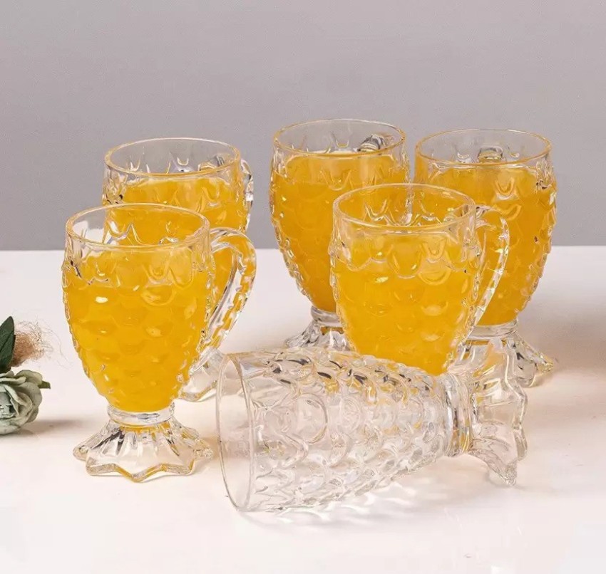 Fancy Juice Glasses Set, Pineapple Shape Glass for Water 6 pis Coffee, Cold  Drink