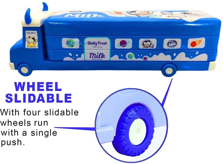Pencil Box for Kids Bus with Moving Tyres