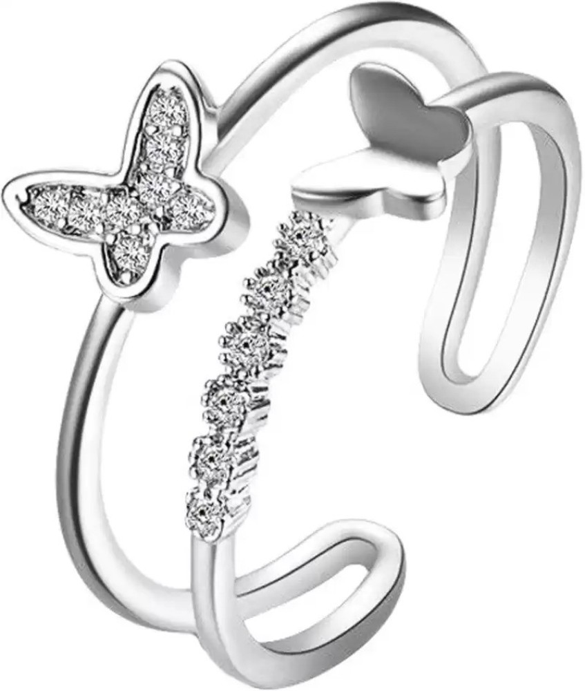 Silver Butterflies Adjustable Ring