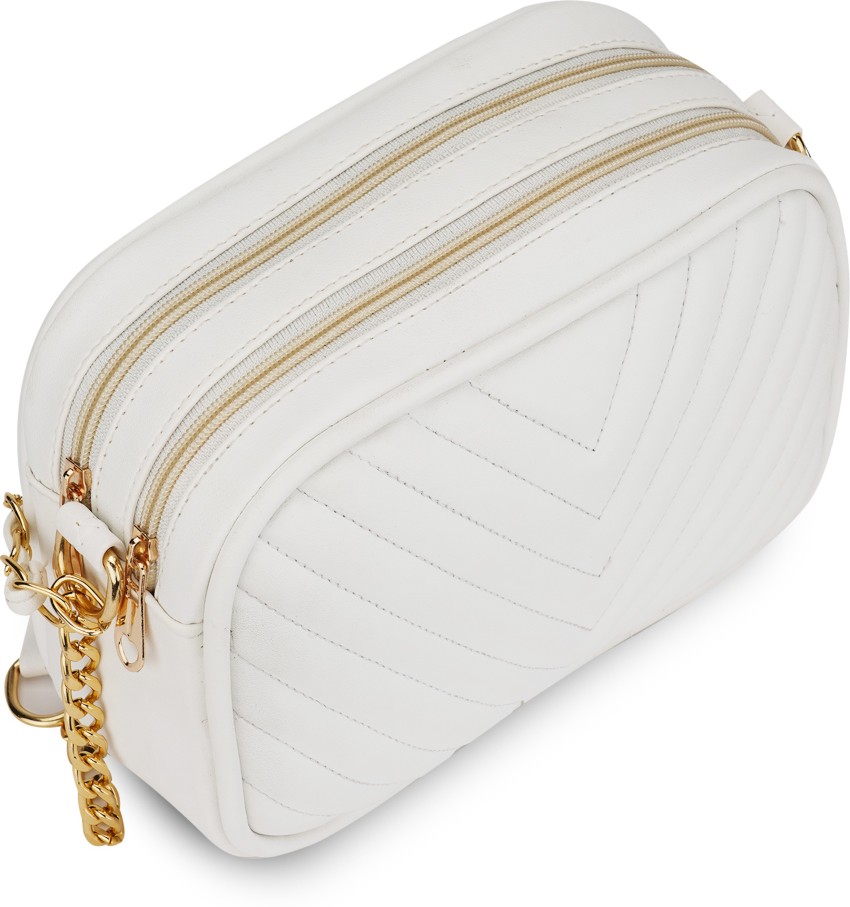 Ross Brown White Sling Bag White Quilted Sling Bag White - Price in India