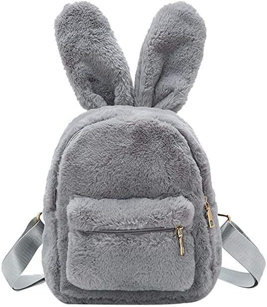 MODERN RABBIT Fluffy Faux Fur Bunny Ears Stylish Backpack for