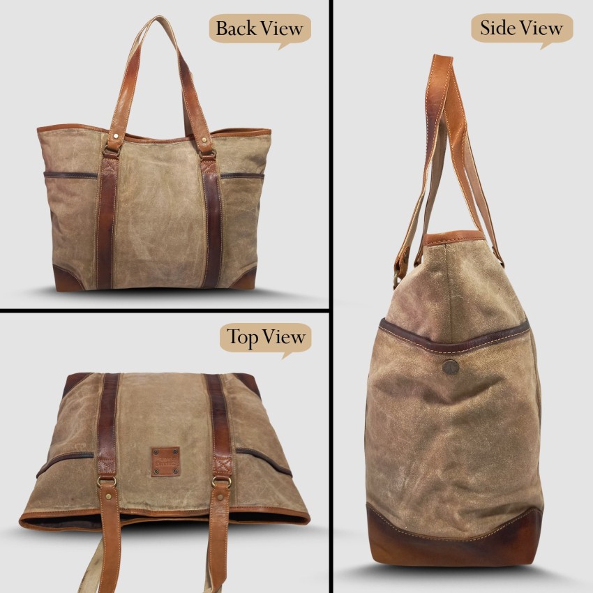 Canvas Leather Executive Tote Bag