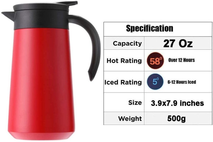 Stainless Steel Thermal Coffee Carafe with Lid, 800 ml
