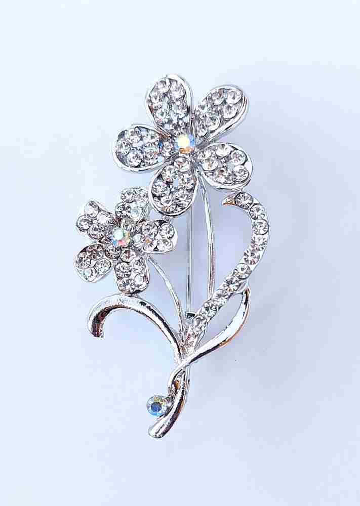 LaylaJewelryBox Flower Basket Brooch, Flower Brooch, Silver Brooch, Wedding Jewelry, Engagement Jewelry, S925 Sterling Silver Brooch, Brooches for Women