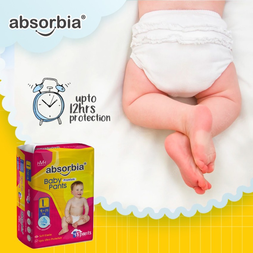 ABSORBIA Baby Diaper Pants with Soft Elastic and Super Absorbency