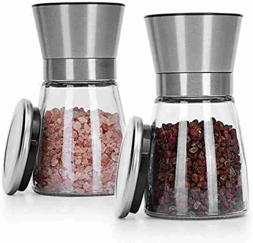 Kitchen Black Pepper Grinder Crusher Glass Bottle Stainless Steel Salt and Pepper  Grinder Mill