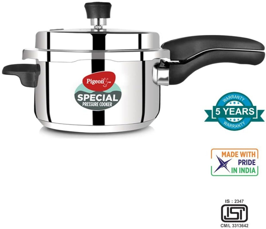 Pigeon Pressure Cooker Set 2 + 3 + 5 Quart - Stainless Steel - Induction  Base Outer Lid - Cook delicious food in less time: soups, rice, legumes,  and