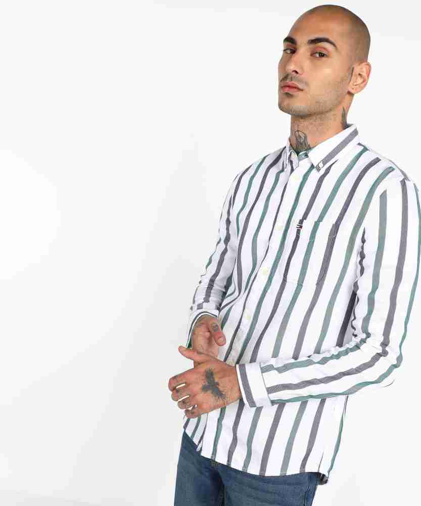 TOMMY HILFIGER Men Striped Casual White Shirt - Buy TOMMY HILFIGER Men  Striped Casual White Shirt Online at Best Prices in India