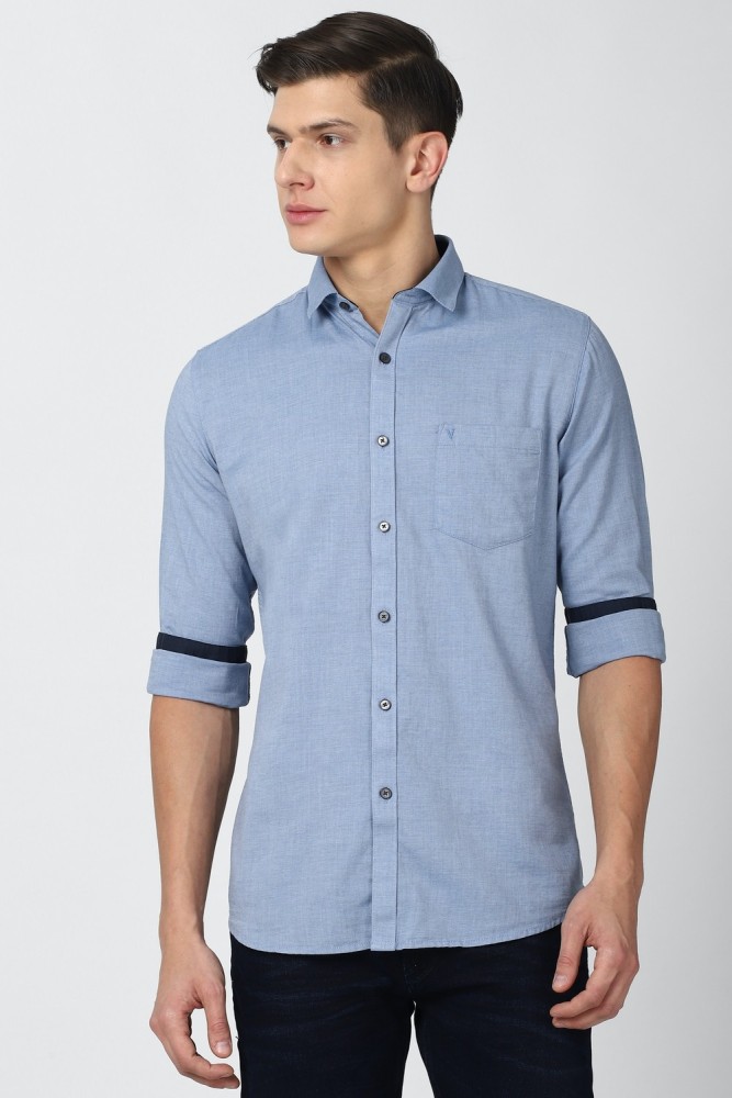 VAN HEUSEN Men Self Design Casual Blue Shirt - Buy VAN HEUSEN Men