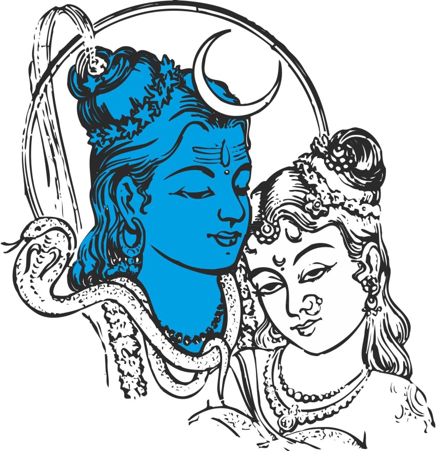Lord Shiva and Parvati Drawing Easy  Step by Step  Drawing with Brush  Pen  YouTube