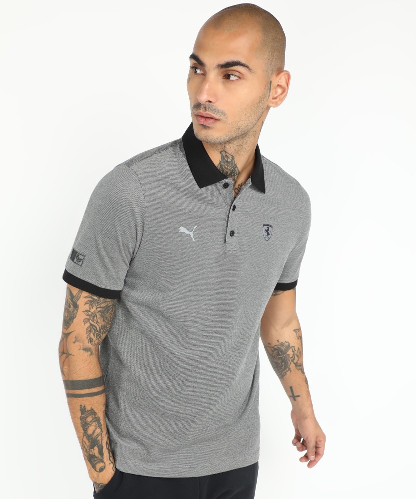 PUMA Solid Men Polo Neck Black, Grey T-Shirt - Buy PUMA Solid Men