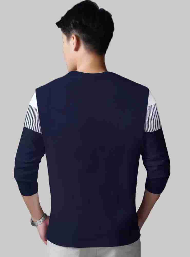 FastColors Striped Men Round Neck White, Blue T-Shirt - Buy FastColors  Striped Men Round Neck White, Blue T-Shirt Online at Best Prices in India