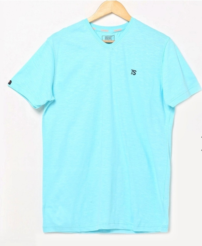 TEAMSPIRIT Solid Men Round Neck Light Blue T Shirt Buy