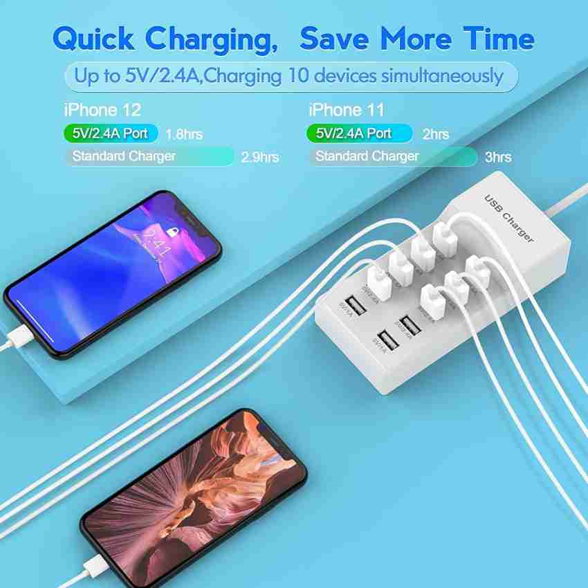 coolcold 10-Port Smart USB Ports for Multiple Devices Mobile Charger, USB Charging Station with Turbo Charging USB Charger Price in India - Buy coolcold 10-Port Smart Ports for Devices
