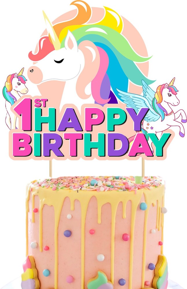 Unicorn Cake Topper Kit Cloud Rainbow Balloon Happy Birthday Banner Cake  Decoration For Boy Girl Kid Birthday1setmulticolor