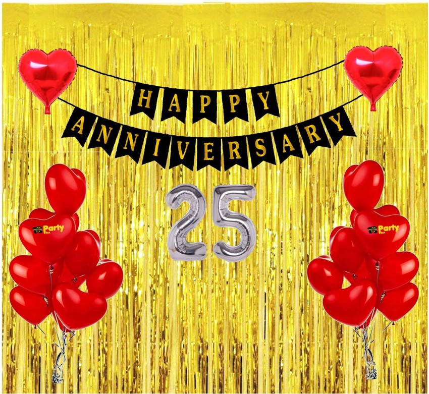 party pilot 25th Twenty fifth silver jubilee Happy Anniversary decoration  kit for home Price in India - Buy party pilot 25th Twenty fifth silver  jubilee Happy Anniversary decoration kit for home online