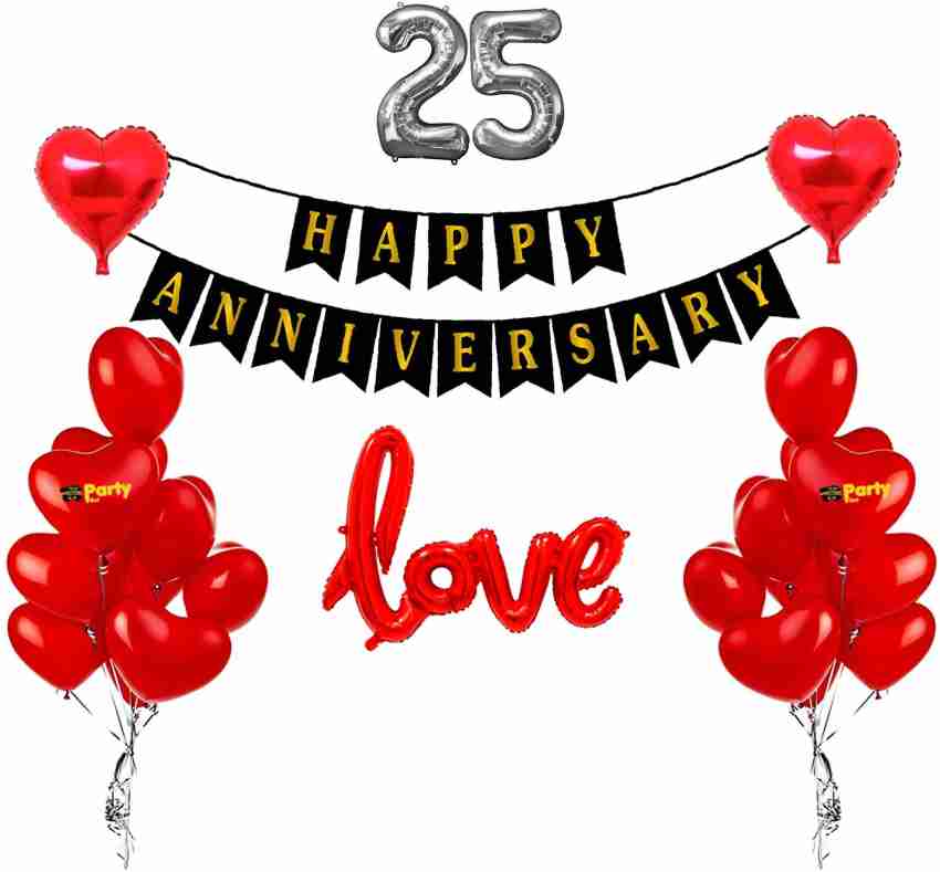 party pilot 25th Twenty fifth silver jubilee Happy Anniversary decoration  kit for home Price in India - Buy party pilot 25th Twenty fifth silver  jubilee Happy Anniversary decoration kit for home online