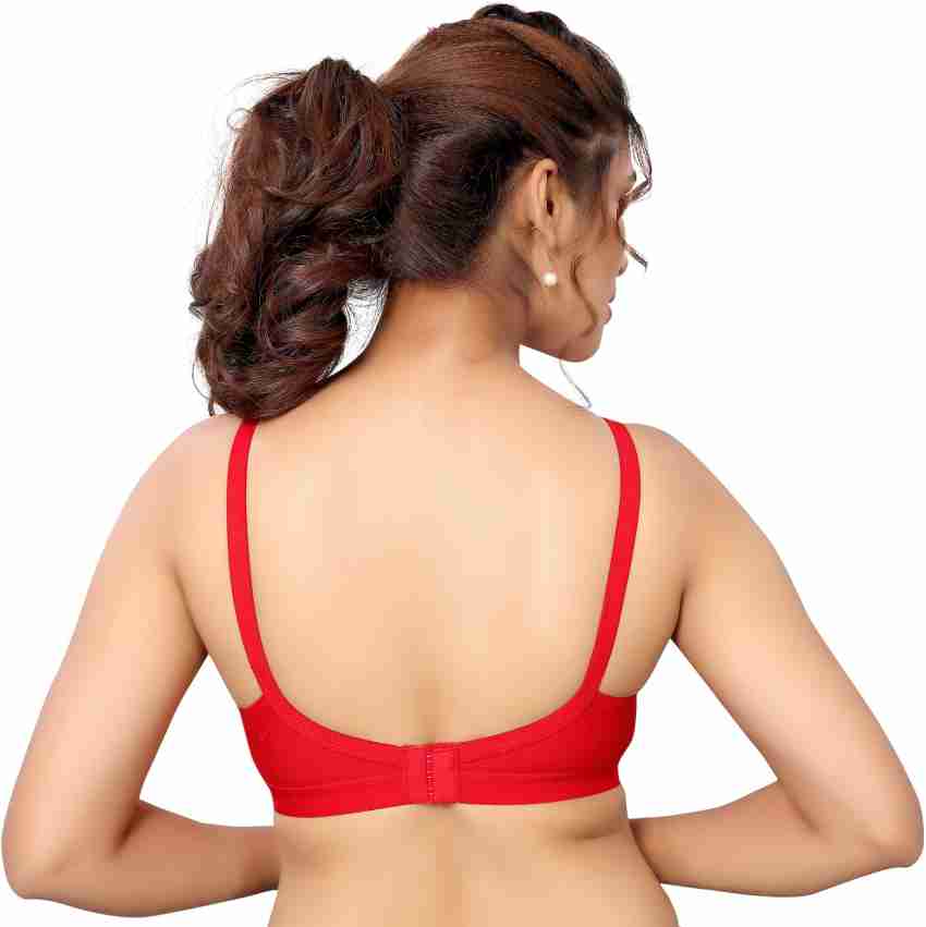 Zivosis Women White Cotton Blend Pack Of 3 T-Shirt Non Padded Bra (38A)