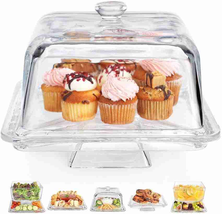Square cake deals stand with dome