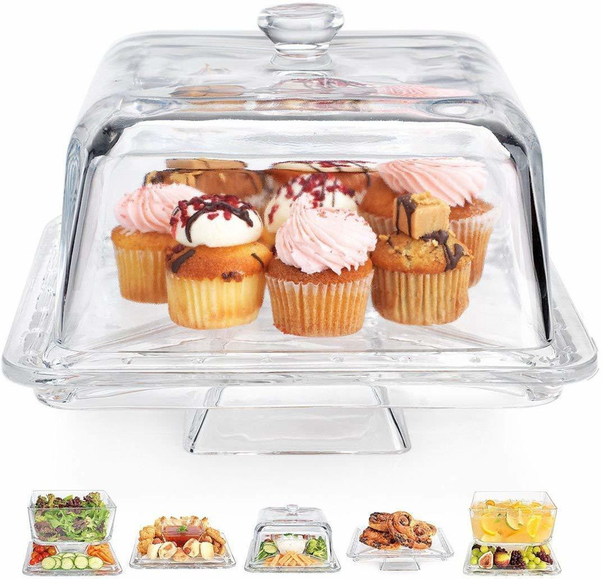 Square cake stand with cover sale