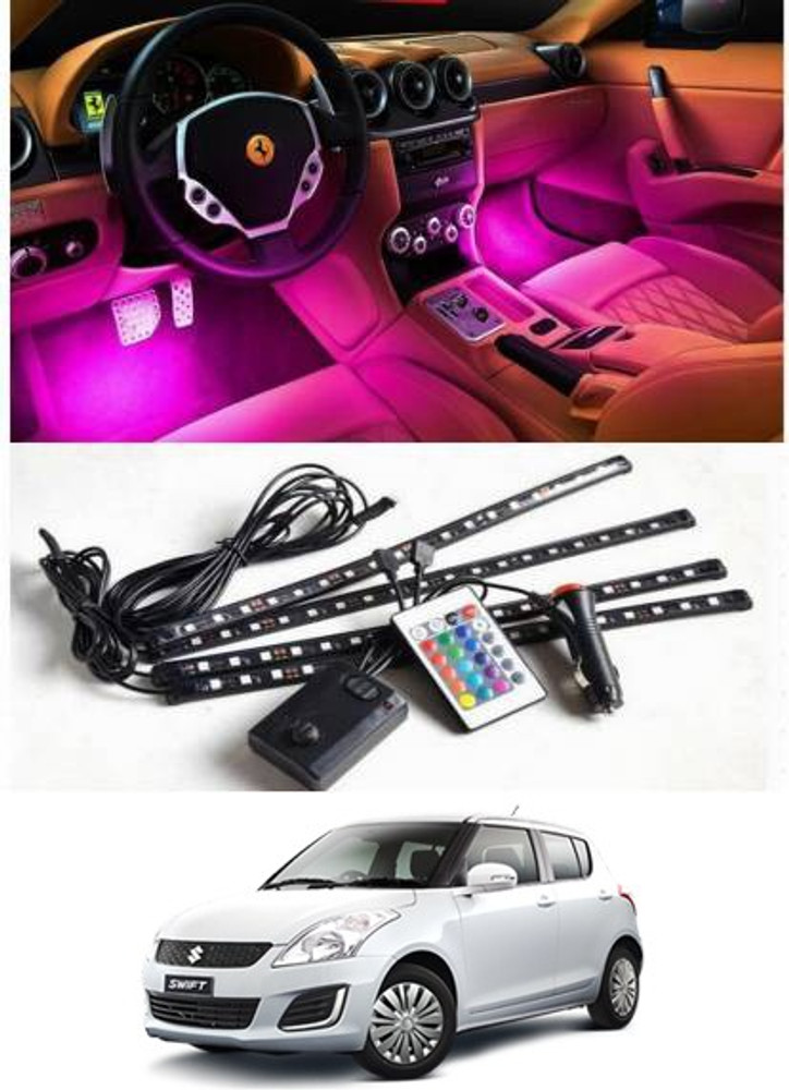 RKPSP Car Interior 4 Pcs 48 Led Atmosphere Strip Decoration Lights