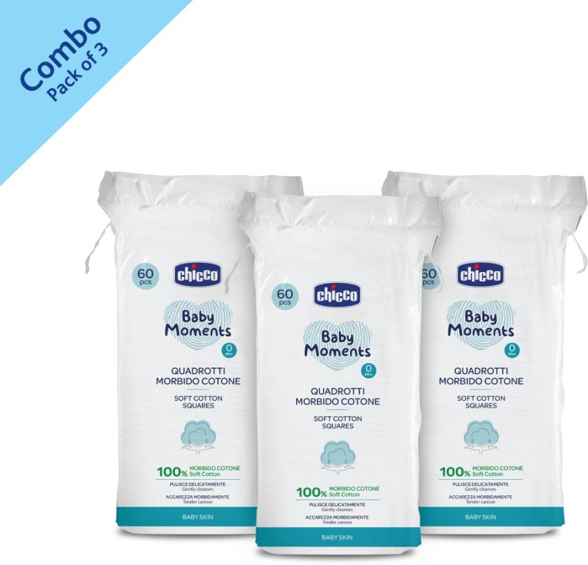 Buy Chicco Baby Moments - Soft Cotton, Squares, For Baby's Skin