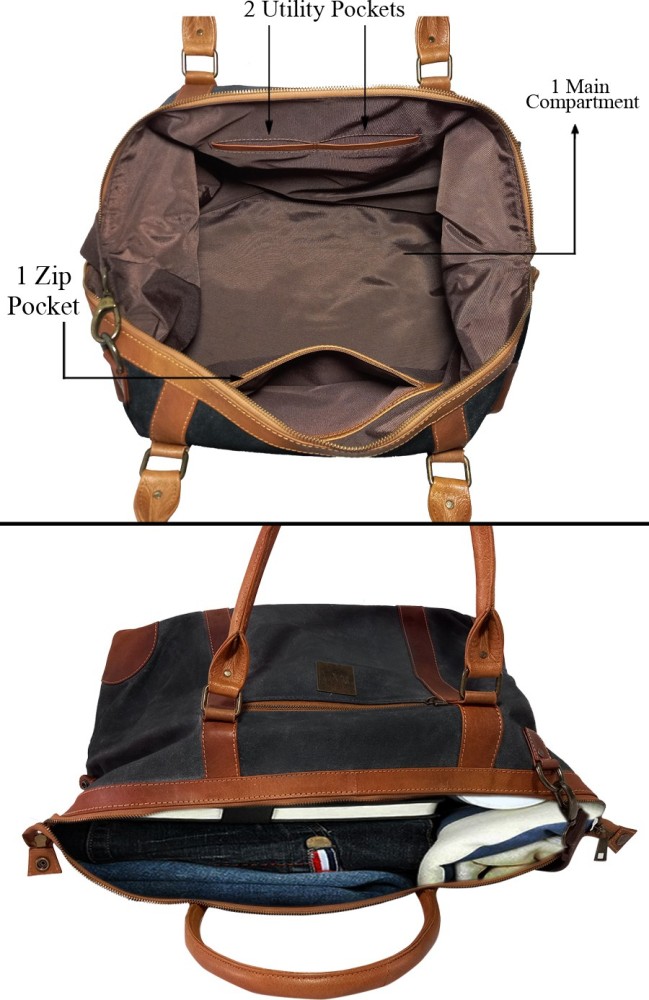 Large Capacity Shoulder Bag Leather Canvas Bag - Canvas Bag Leather Bag