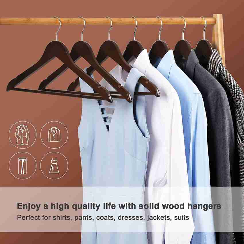 Premium Solid Wooden Hangers - Smooth Finish Space Saving Heavy Duty Suit  Clothes Hanger Set w/ 360 Degree Swivel Metal Hook, Precisely Cut Notches,  for Coats Jackets Pants Dress (20-Pack)