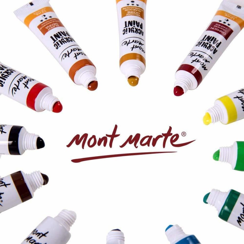 Mont Marte Acrylic Colour Paint Set 36/48 Colors 36ml for Canvas Wood  Fabric Leather Cardboard