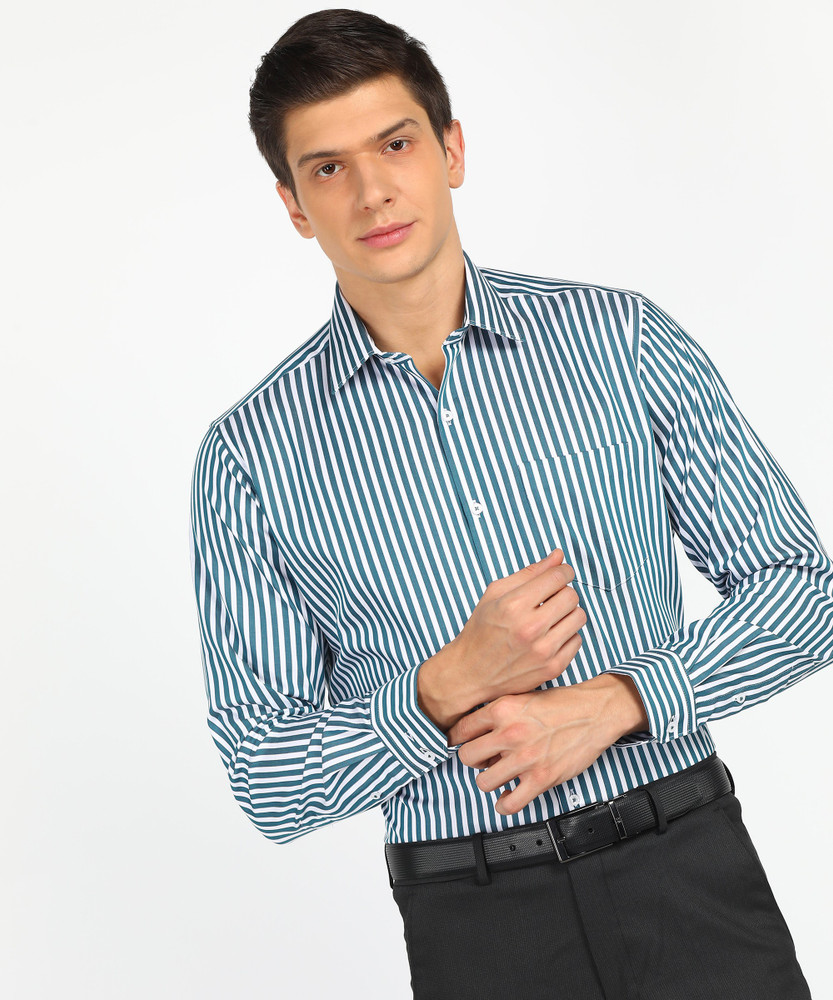 VAN HEUSEN Men Striped Formal Blue Shirt - Buy VAN HEUSEN Men Striped  Formal Blue Shirt Online at Best Prices in India | Flipkart.com