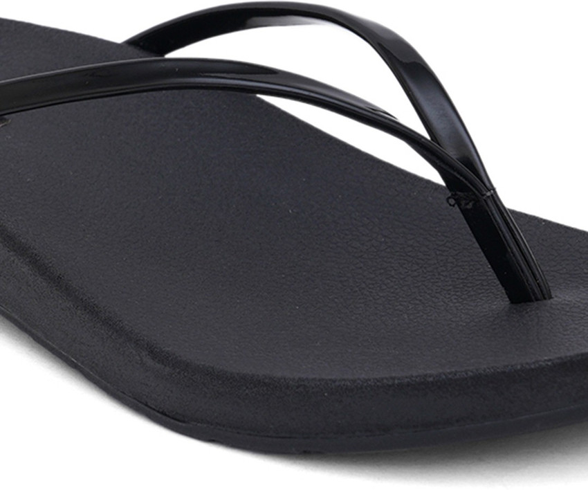 Plain black flip flops sales
