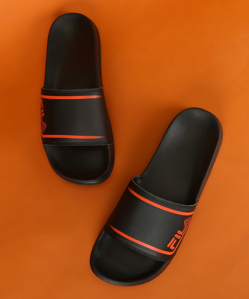 Orange fila slides sale