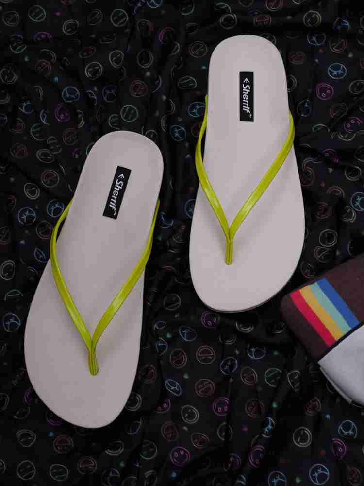 Lime green flip discount flops