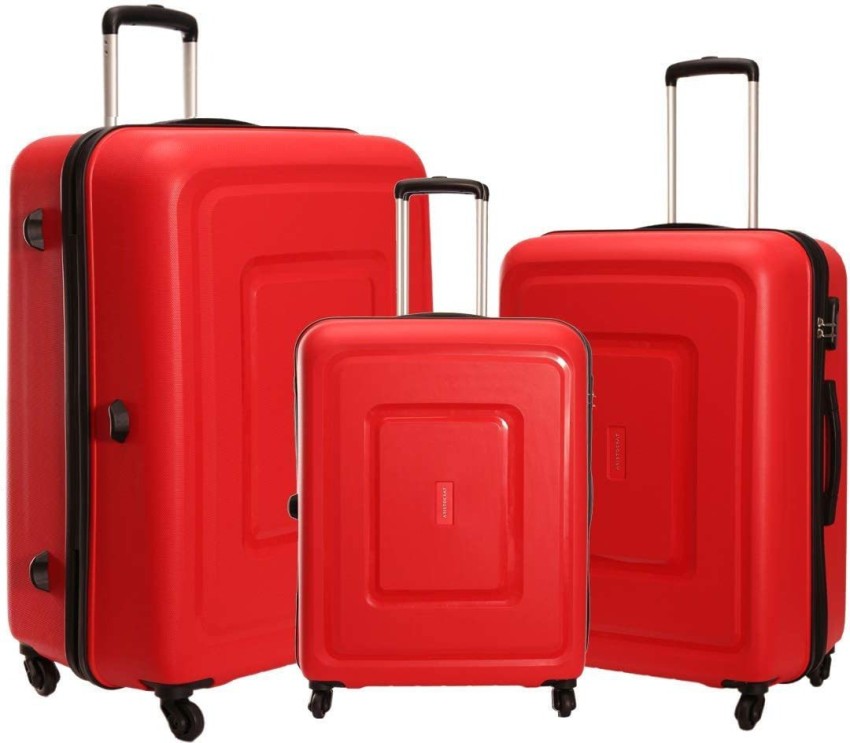 VIP Aristocrat Fort Set of 3 Trolley Bags| Soft Body Luggage Bags with  Number Lock and 4 Wheels| Anti Theft Zip and 360 Rotation|  Cabin+Medium+Large (Red) : Amazon.in: Fashion