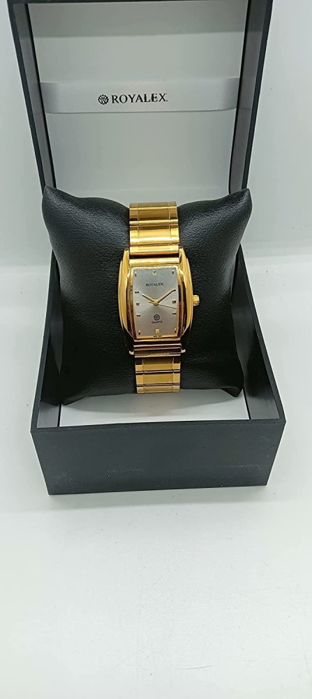 Royalex Men's Watch Silver Dial Golden Case And Golden Chain 