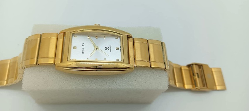 Royalex Men's Watch Silver Dial Golden Case And Golden Chain 