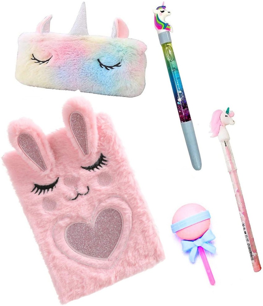 Unicorn Stationery Kit Combo for Girls -Soft Fur Unicorn Diary