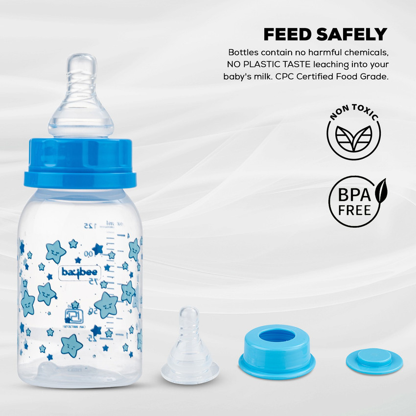 baybee Slim Essential Baby Feeding Bottle 125ml Milk Feeding Bottle for New Born 125 ml