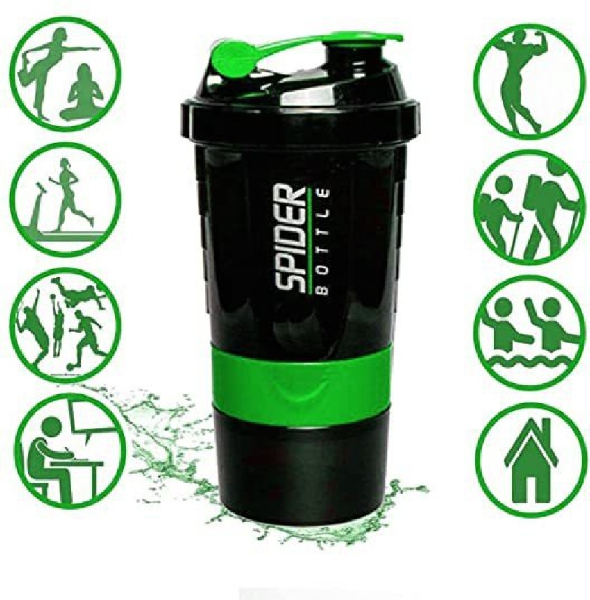 ASU Protein Shaker Bottles For Protein Mixes Spider Blender Bottle With  Stainless Steel Ball-500ML 2 Twist On Cups For Protein Organizer Gym Bottle  (BLACK) (WHITE) price in UAE,  UAE