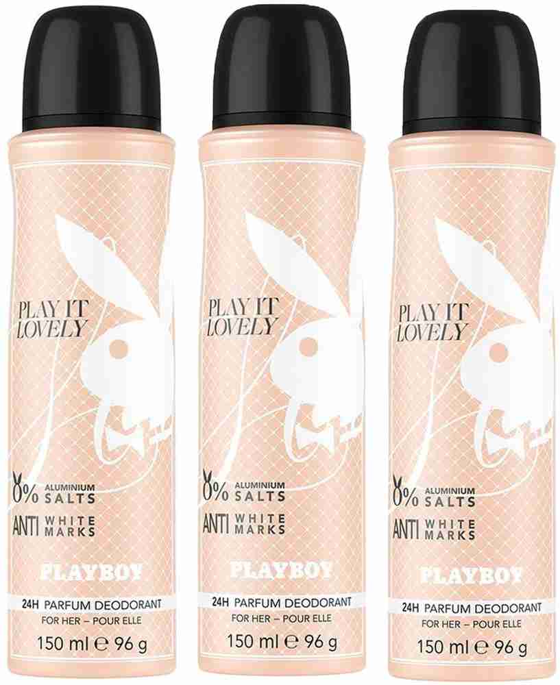 PLAYBOY Play It Lovely Woman Deodorant Spray 150ml Pack of 3
